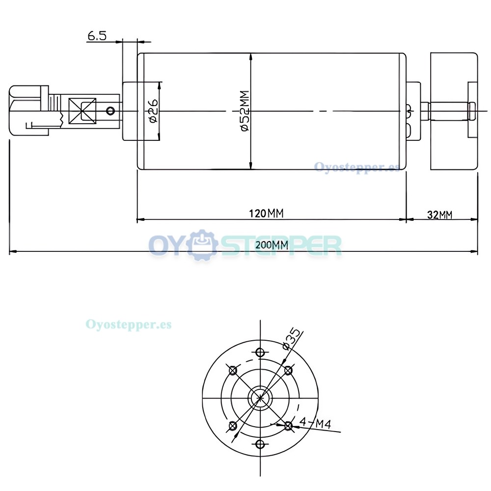 Kit de husillo CNC de 500W ER11 12000rpm 52&times;200mm refrigerado por aire para grabado PCB